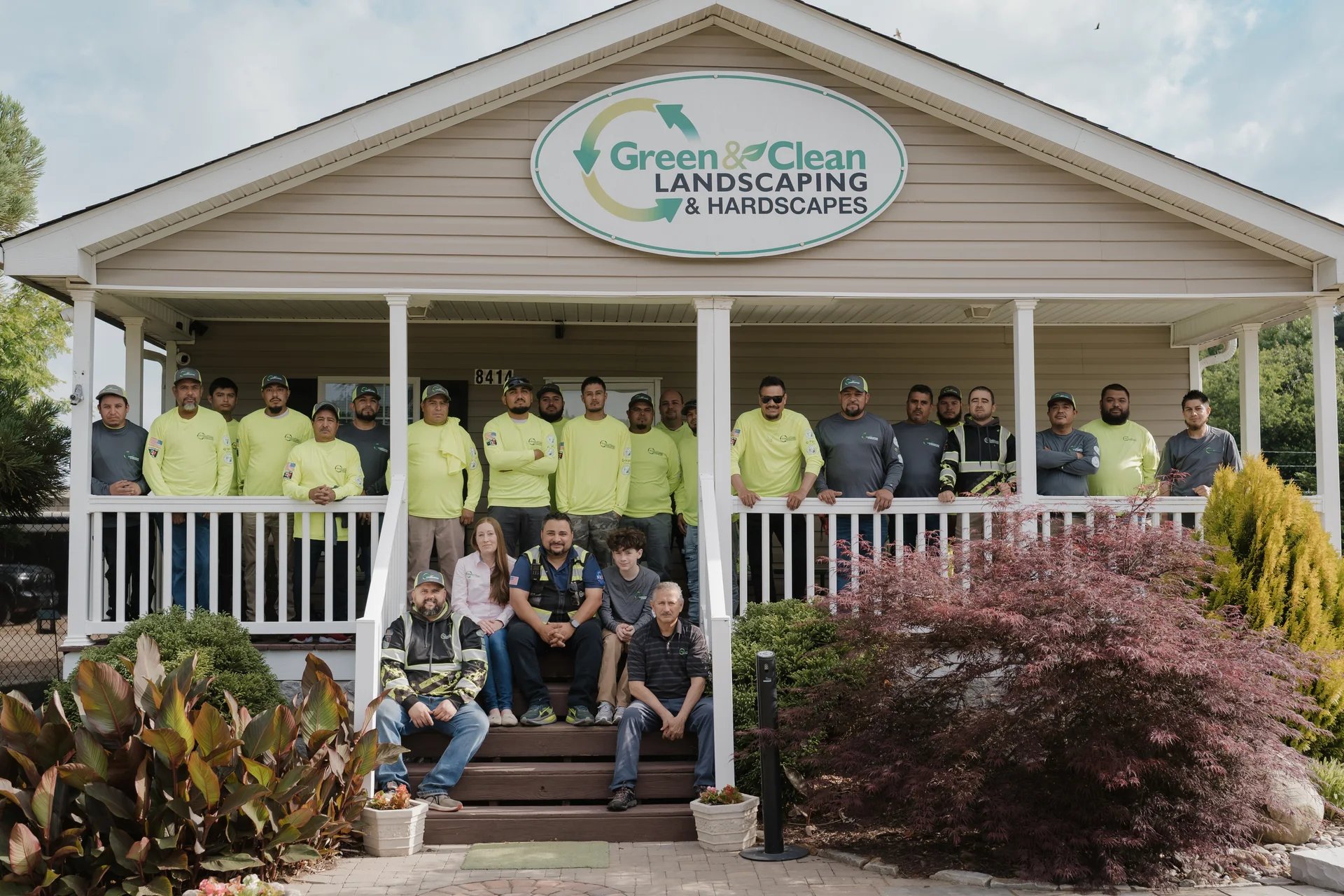 Green and Clean Landscaping team outside office — Greensboro NC